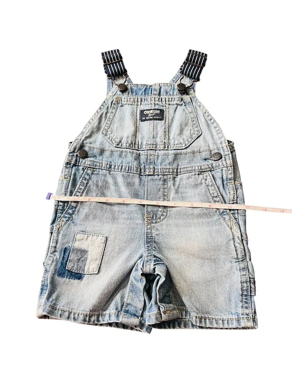 OshKosh B'gosh Light Blue Faded Denim Bib Shortalls for Kids Size 12 Months